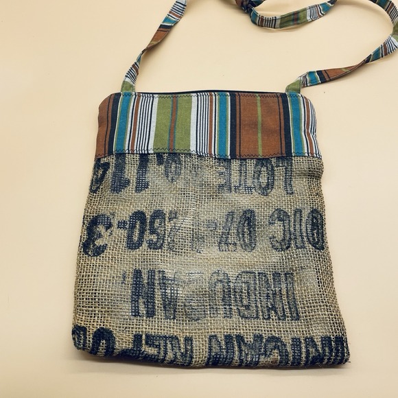 WEBE  Hoat Culture Burlap Hobo Crossbody Bag Unique USA‎ Hippie - Picture 5 of 6